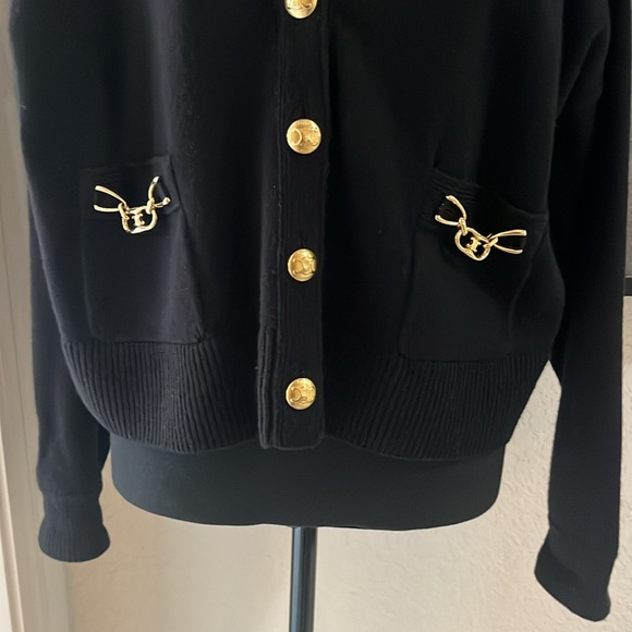 Celine Black Cashmere and gold buttons Cardigan Sweater - Picture 4 of 9